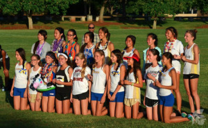 (Photo courtesy of Kawana Ohana) Four of the varsity girls placed in the top 20: Vanessa Roybal (11) placed third, Lauren Gibbs (11) placed ninth, Payton Sabin (11) placed eleventh and Kiana Caranto (11) placed fifteenth. 