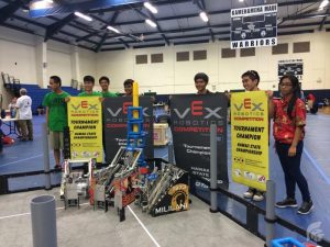 (Photo courtesy of Senior Alex Noveloso) Teamwork and support led Teams 1973A and 1973B to the finals, with 1973A coming out in first place. With their robot, they competed against a number of other schools in order to advance to the world championships.