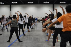 (Sierra Gamayon | Trojan Times) The Indianapolis Convention Center became home to the MHS marching band as they practiced for BOA and observed the other bands’ show.