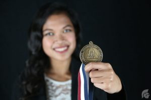 (Matthew Kawamoto | Trojan Times) Cassidy Pasion (12) was among the five HOSA medalists, all who won gold. She won in the Medical Prepared Speech category.